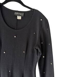 Vintage Rampage Sweater Dress 7 M Black Pearl Embellished 90s Grunge Whimsigoth